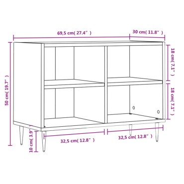 vidaXL Έπιπλο Τηλεόρασης Καφέ Δρυς 69,5x30x50cm Επεξεργασμένο Ξύλο