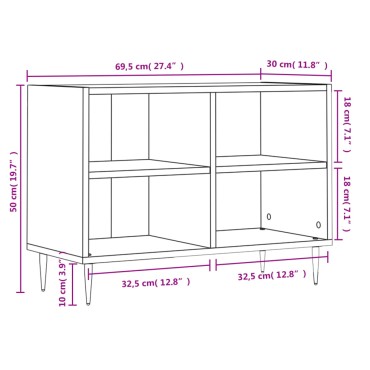 vidaXL Έπιπλο Τηλεόρασης Γκρι Σκυροδέματος 69,5x30x50cm Επεξ. Ξύλο