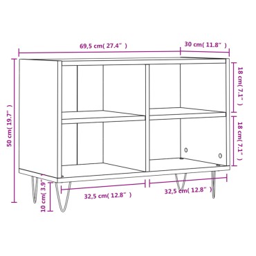 vidaXL Έπιπλο Τηλεόρασης Γκρι Σκυροδέματος 69,5x30x50cm Επεξ. Ξύλο