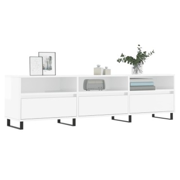 vidaXL Έπιπλο Τηλεόρασης Γυαλ. Λευκό 150x30x44,5cm Επεξεργασμένο Ξύλο