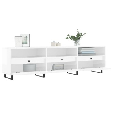 vidaXL Έπιπλο Τηλεόρασης Γυαλ. Λευκό 150x30x44,5cm Επεξεργασμένο Ξύλο