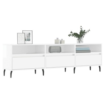 vidaXL Έπιπλο Τηλεόρασης Γυαλ. Λευκό 150x30x44,5cm Επεξεργασμένο Ξύλο