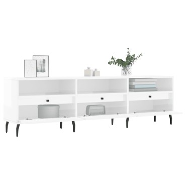 vidaXL Έπιπλο Τηλεόρασης Γυαλ. Λευκό 150x30x44,5cm Επεξεργασμένο Ξύλο