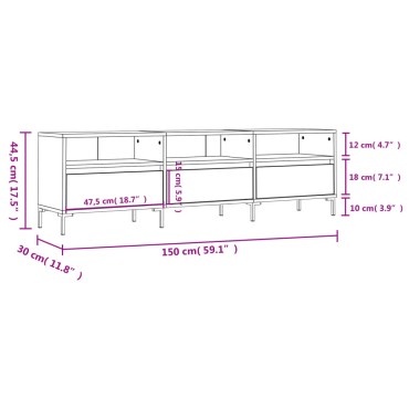 vidaXL Έπιπλο Τηλεόρασης Καφέ Δρυς 150x30x44,5cm Επεξεργασμένο Ξύλο