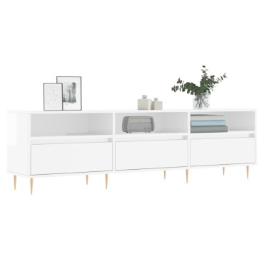 vidaXL Έπιπλο Τηλεόρασης Γυαλ. Λευκό 150x30x44,5cm Επεξεργασμένο Ξύλο