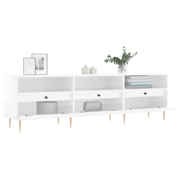 vidaXL Έπιπλο Τηλεόρασης Γυαλ. Λευκό 150x30x44,5cm Επεξεργασμένο Ξύλο