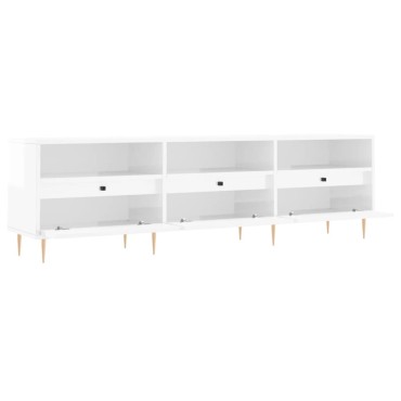 vidaXL Έπιπλο Τηλεόρασης Γυαλ. Λευκό 150x30x44,5cm Επεξεργασμένο Ξύλο