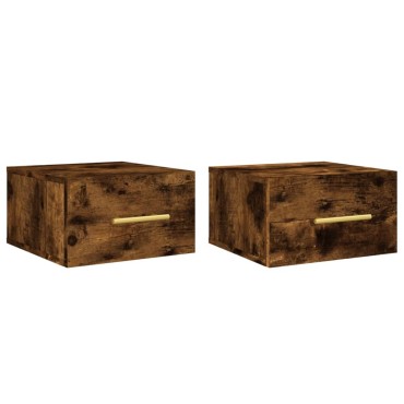 vidaXL Κομοδίνα Επιτοίχια 2 τεμ. Καπνιστή Δρυς 35x35x20cm