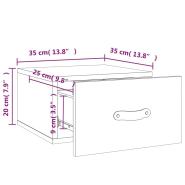 vidaXL Κομοδίνα Επιτοίχια 2 τεμ. Καπνιστή Δρυς 35x35x20cm