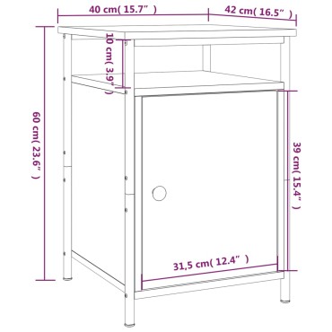 vidaXL Κομοδίνα 2 τεμ. Καφέ Δρυ 40x42x60cm από Επεξεργ. Ξύλο