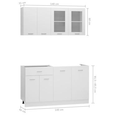 vidaXL Σετ Ντουλάπια Κουζίνας 4 τεμ. Λευκό Μοριοσανίδα 80x46x81,5cm