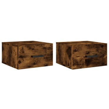 vidaXL Κομοδίνα Επιτοίχια 2 τεμ. Καπνιστή Δρυς 35x35x20cm