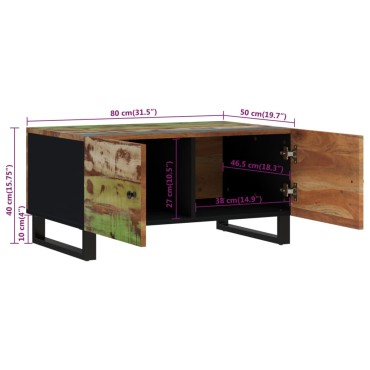 vidaXL Τραπεζάκι Σαλονιού 80x50x40cm Μασίφ Ανακυκλ. & Επεξ. Ξύλο 1 τεμ.