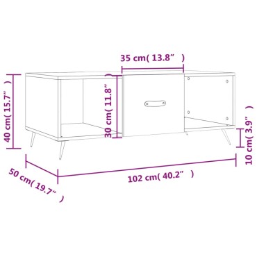 vidaXL Τραπεζάκι Σαλονιού Λευκό 102x50x40cm από Επεξεργασμένο Ξύλο 1 τεμ.