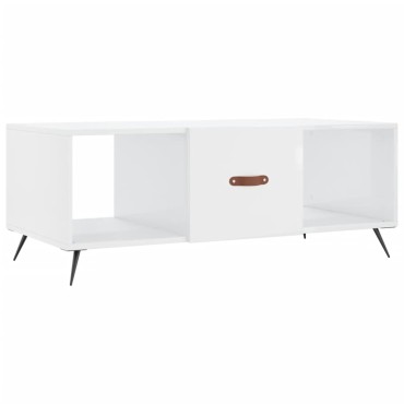 vidaXL Τραπεζάκι Σαλονιού Γυαλ. Λευκό 102x50x40cm Επεξεργ. Ξύλο 1 τεμ.