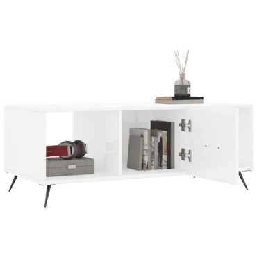 vidaXL Τραπεζάκι Σαλονιού Γυαλ. Λευκό 102x50x40cm Επεξεργ. Ξύλο 1 τεμ.