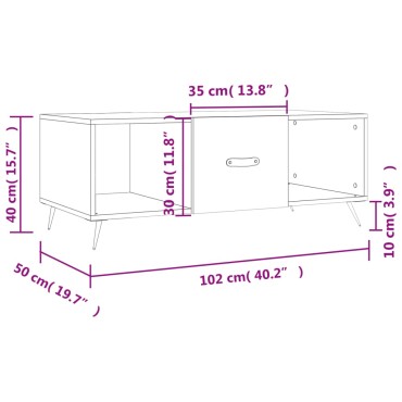 vidaXL Τραπεζάκι Σαλονιού Γκρι Sonoma 102x50x40cm Επεξεργασμένο Ξύλο 1 τεμ.