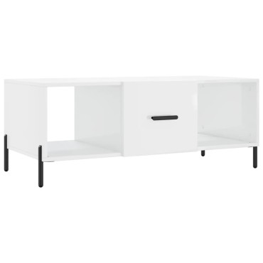 vidaXL Τραπεζάκι Σαλονιού Γυαλ. Λευκό 102x50x40cm Επεξεργ. Ξύλο 1 τεμ.