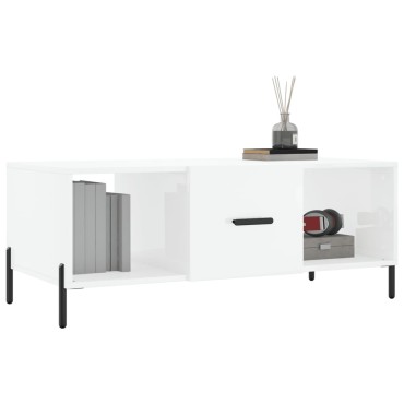vidaXL Τραπεζάκι Σαλονιού Γυαλ. Λευκό 102x50x40cm Επεξεργ. Ξύλο 1 τεμ.