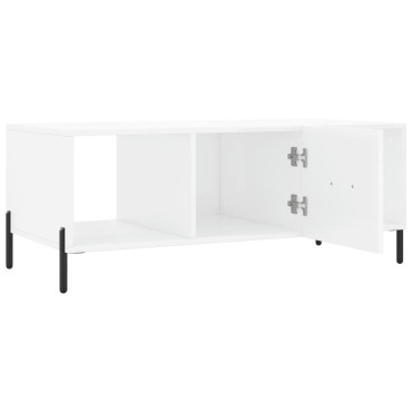 vidaXL Τραπεζάκι Σαλονιού Γυαλ. Λευκό 102x50x40cm Επεξεργ. Ξύλο 1 τεμ.
