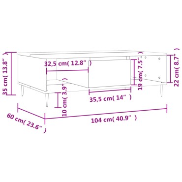 vidaXL Τραπεζάκι Σαλονιού Καφέ Δρυς 104x60x35cm Επεξεργασμένο Ξύλο 1 τεμ.