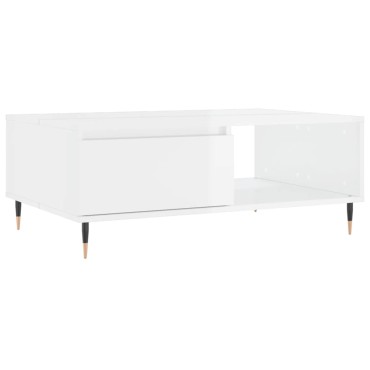 vidaXL Τραπεζάκι Σαλονιού Γυαλ. Λευκό 90x60x35cm από Επεξεργ. Ξύλο 1 τεμ.