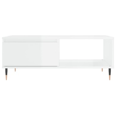 vidaXL Τραπεζάκι Σαλονιού Γυαλ. Λευκό 90x60x35cm από Επεξεργ. Ξύλο 1 τεμ.