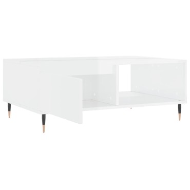 vidaXL Τραπεζάκι Σαλονιού Γυαλ. Λευκό 90x60x35cm από Επεξεργ. Ξύλο 1 τεμ.