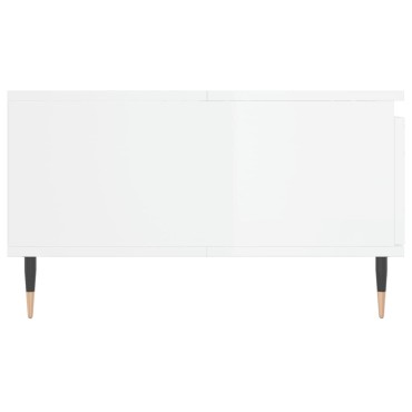 vidaXL Τραπεζάκι Σαλονιού Γυαλ. Λευκό 90x60x35cm από Επεξεργ. Ξύλο 1 τεμ.