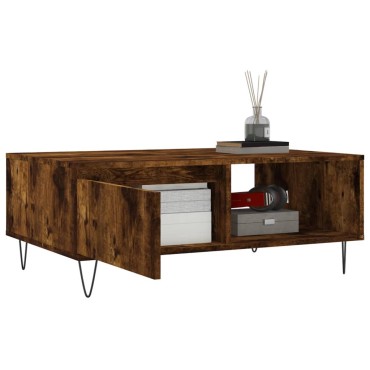 vidaXL Τραπεζάκι Σαλονιού Καπνιστή Δρυς 90x60x35cm Επεξεργασμ. Ξύλο 1 τεμ.