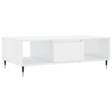 vidaXL Τραπεζάκι Σαλονιού Γυαλ. Λευκό 104x60x35cm από Επεξεργ. Ξύλο 1 τεμ.