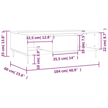 vidaXL Τραπεζάκι Σαλονιού Γυαλ. Λευκό 104x60x35cm από Επεξεργ. Ξύλο 1 τεμ.