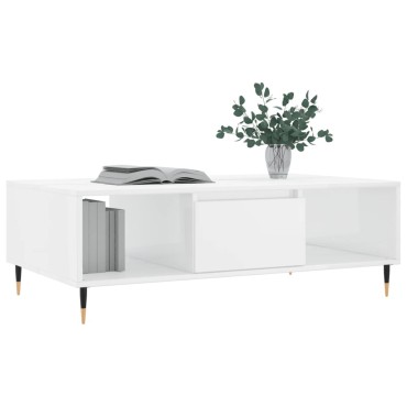 vidaXL Τραπεζάκι Σαλονιού Γυαλ. Λευκό 104x60x35cm από Επεξεργ. Ξύλο 1 τεμ.