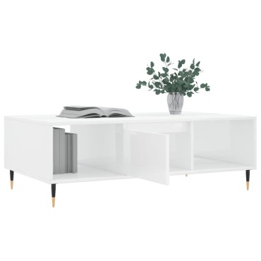 vidaXL Τραπεζάκι Σαλονιού Γυαλ. Λευκό 104x60x35cm από Επεξεργ. Ξύλο 1 τεμ.