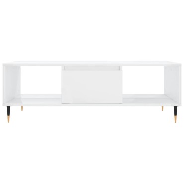 vidaXL Τραπεζάκι Σαλονιού Γυαλ. Λευκό 104x60x35cm από Επεξεργ. Ξύλο 1 τεμ.