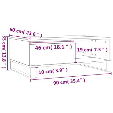 vidaXL Τραπεζάκι Σαλονιού Γκρι Sonoma 90x60x35cm Επεξεργασμένο Ξύλο 1 τεμ.