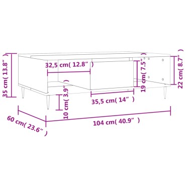 vidaXL Τραπεζάκι Σαλονιού Γκρι Σκυρ. 104x60x35cm Επεξεργασμένο Ξύλο 1 τεμ.