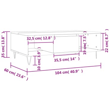 vidaXL Τραπεζάκι Σαλονιού Γκρι Sonoma 104x60x35cm Επεξεργασμένο Ξύλο 1 τεμ.