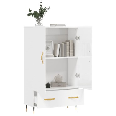vidaXL Ντουλάπα Γυαλ. Λευκό 69,5x31x115cm από Επεξεργασμένο Ξύλο 1 τεμ.