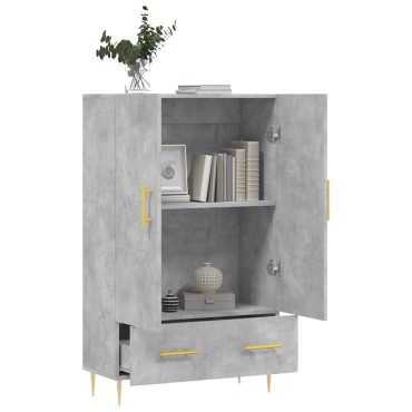 vidaXL Ντουλάπα Γκρι Σκυροδέματος 69,5x31x115cm Επεξεργ. Ξύλο 1 τεμ.