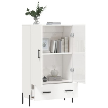 vidaXL Ντουλάπα Γυαλ. Λευκό 69,5x31x115cm από Επεξεργασμένο Ξύλο 1 τεμ.
