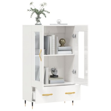 vidaXL Ντουλάπα Γυαλ. Λευκό 69,5x31x115cm από Επεξεργασμένο Ξύλο 1 τεμ.