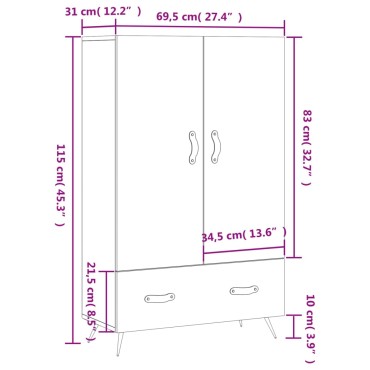 vidaXL Ντουλάπα Καπνιστή Δρυς 69,5x31x115cm Επεξεργασμένο Ξύλο 1 τεμ.