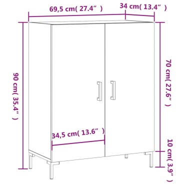 vidaXL Ντουλάπι Καφέ Δρυς 69,5x34x90cm Επεξεργασμένο Ξύλο 1 τεμ.