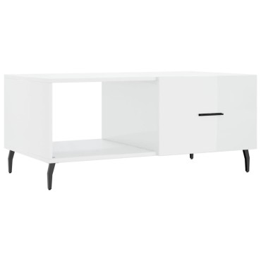 vidaXL Τραπεζάκι Σαλονιού Γυαλ. Λευκό 90x50x40cm Επεξεργ. Ξύλο 1 τεμ.