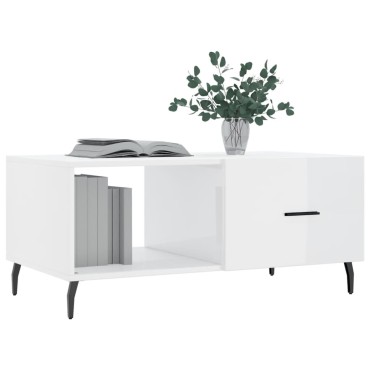 vidaXL Τραπεζάκι Σαλονιού Γυαλ. Λευκό 90x50x40cm Επεξεργ. Ξύλο 1 τεμ.