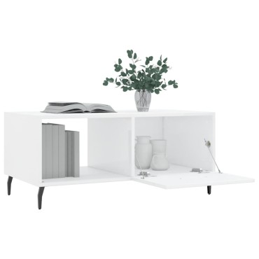 vidaXL Τραπεζάκι Σαλονιού Γυαλ. Λευκό 90x50x40cm Επεξεργ. Ξύλο 1 τεμ.