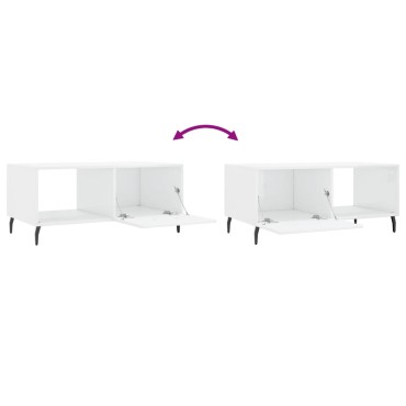 vidaXL Τραπεζάκι Σαλονιού Γυαλ. Λευκό 90x50x40cm Επεξεργ. Ξύλο 1 τεμ.