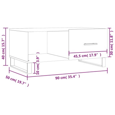 vidaXL Τραπεζάκι Σαλονιού Καπνιστή Δρυς 90x50x40cm Επεξεργασμ. Ξύλο 1 τεμ.