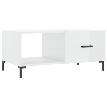 vidaXL Τραπεζάκι Σαλονιού Γυαλ. Λευκό 90x50x40cm Επεξεργ. Ξύλο 1 τεμ.